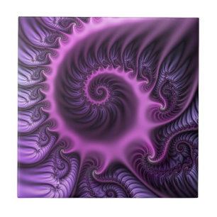 Carreau Vivid Cool Abstrait rose violet Fractal Art Spiral