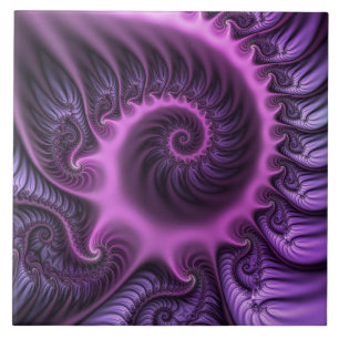 Carreau Vivid Cool Abstrait rose violet Fractal Art Spiral