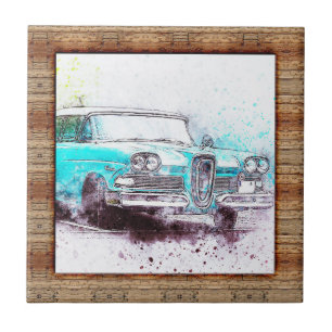 Carreau Voiture d'art Abstrait encadrée en bois