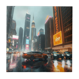 Carreau Voitures de ville de gratte-ciel Cyberpunk