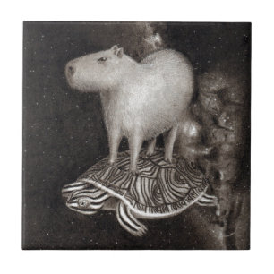 Carreau Vol de Capybara et de terrapin par le dessin de