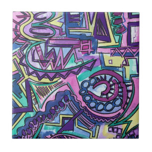 Carreau Volonté Libre-Art Abstrait Peint à la Main