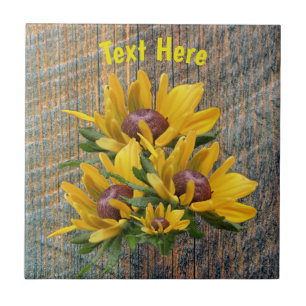Carreau Votre Fleur de marguerite de texte personnalisée  