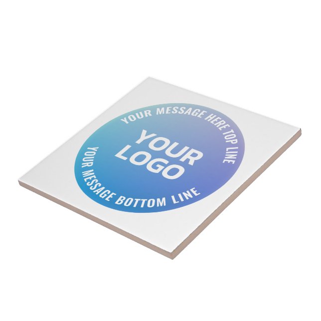 Carreau Votre logo | Ombre bleue à violet et texte circula (Côté)