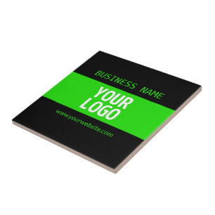 Carreau Votre logo ou image   Noir et vert brillant