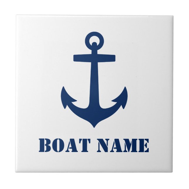 Carreau Votre nom de bateau ou nom de famille Ancre Marine (Devant)