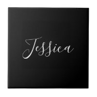 Votre nom | Élégant script blanc sur noir