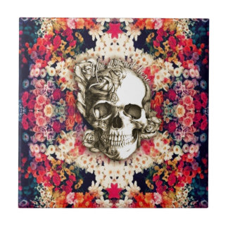 Carreau Vous n'êtes pas ici jour floral du crâne mort
