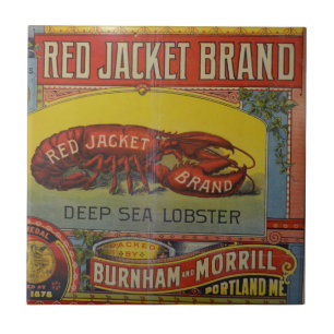 Carreau Voyage au homard Vintage et au étiquette du Maine