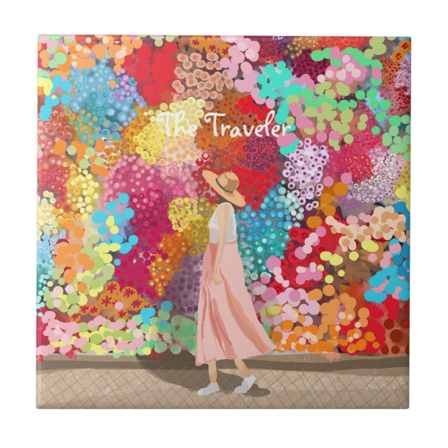 Carreau Voyage fille coloré (Devant)