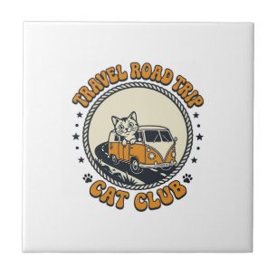 Carreau Voyage Road Trip Chat Amoureux de Chats T-Shirt Ar