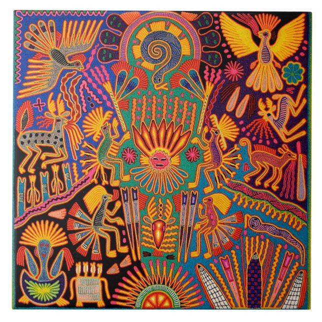 Carreau Voyage tribal maya mexicain de Boho d'art d'Oaxaca (Devant)