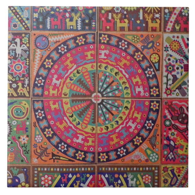 Carreau Voyage tribal maya mexicain de Boho d'art d'Oaxaca (Devant)