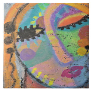 Carreau Vraiment ? Portrait acrylique Abstrait d'une femme
