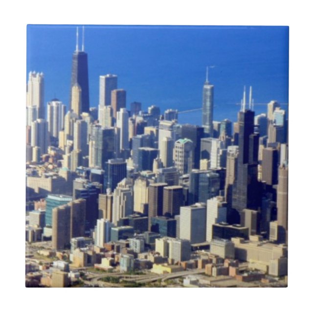 Carreau Vue aérienne de Chicago du centre avec le lac (Devant)