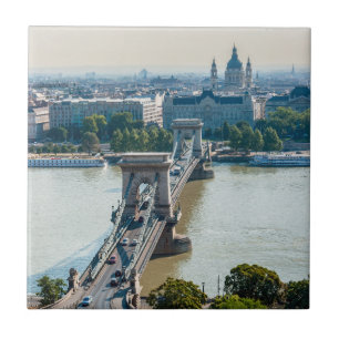 Carreau Vue aérienne du Pont des Chaînes - Budapest, Hongr