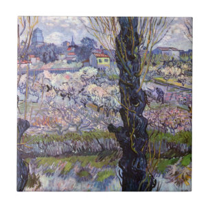 Carreau Vue de Arles Jardin en fleurs de Van Gogh