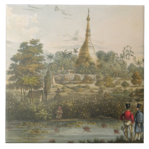 Carreau Vue de la grande pagoda de Dagon à Rangoon de