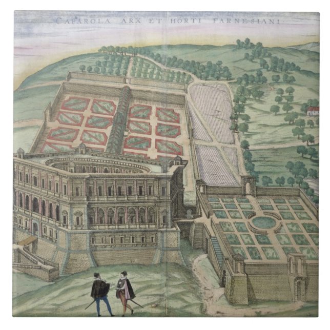 Carreau Vue de la villa Farnese et des jardins, de 'C (Devant)