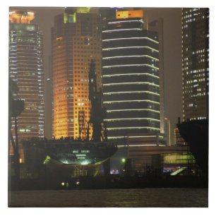 Carreau Vue nocturne des tours de Pudong New Area par