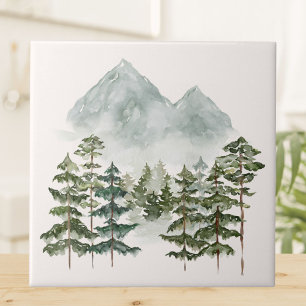 Carreau Vue Paysage de la montagne de l'aquarelle