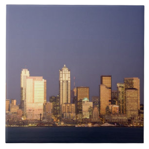 Carreau WA, Seattle, panorama de Seattle et Elliott Bay,