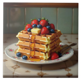 Carreau Waffles with Strawberries and Blueberries