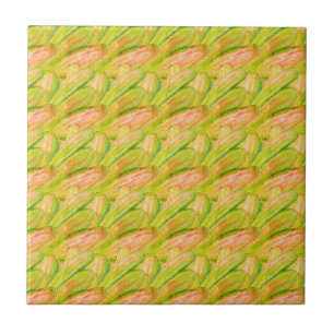 Carreau Wasabi Vert Terreux Art Abstrait Floral