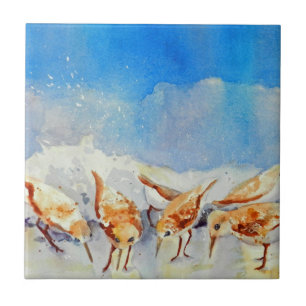 Carreau Watercolor Beach Birds