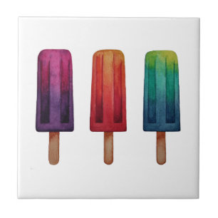 Carreau Watercolor Cute Popsicle Glaces Creams