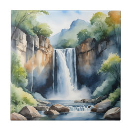 Carreau Watercolor painted waterfall