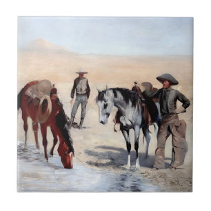 Carreau Watering Time Western Art par Edward Borein