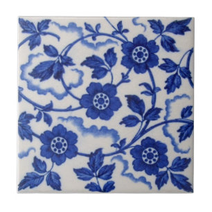 Carreau Wedgwood Blue White Antique Esthétique Floral Rep