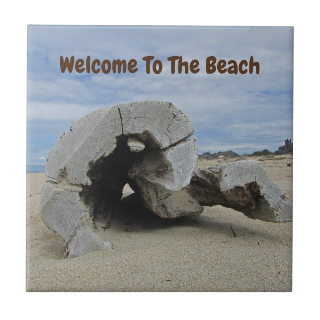 Carreau Welcome Beach House Driftwood Photo Pacific Ocean (Devant)