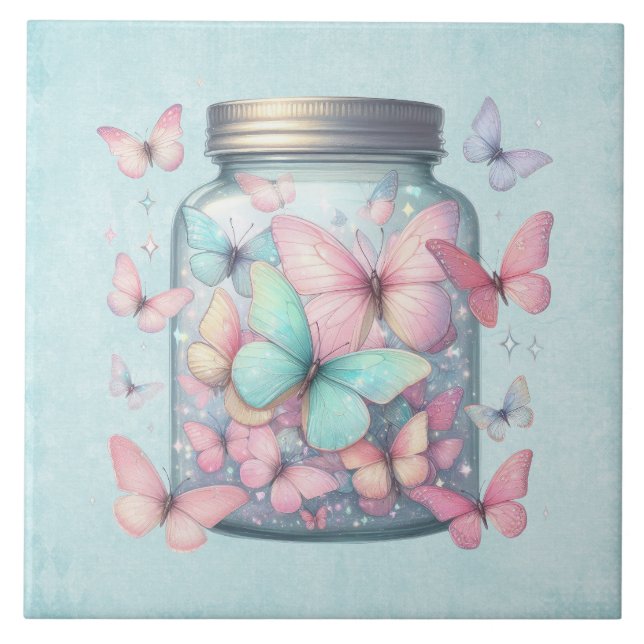 Carreau  Whimsical Butterflies in a Jar (Devant)