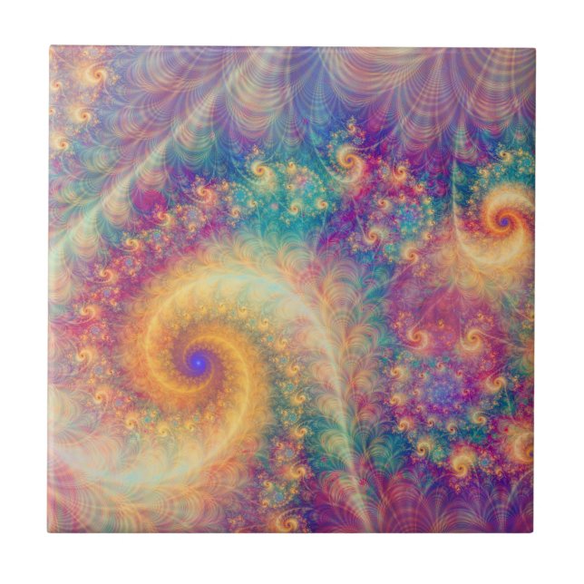 Carreau Whimsical Fantasy Abstract Fractal Vortex Art (Devant)