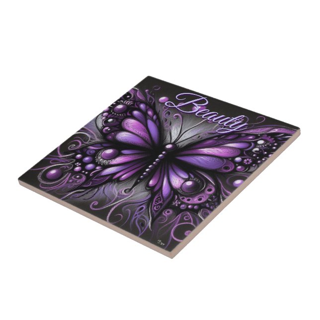 Carreau Whimsical Gothic Butterfly Purple Personalized (Côté)