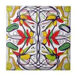 Carreau Whimsical Nordic Folk Art