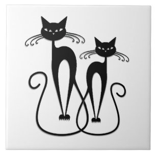 Carreau Whimsical Skinny Chats Noirs