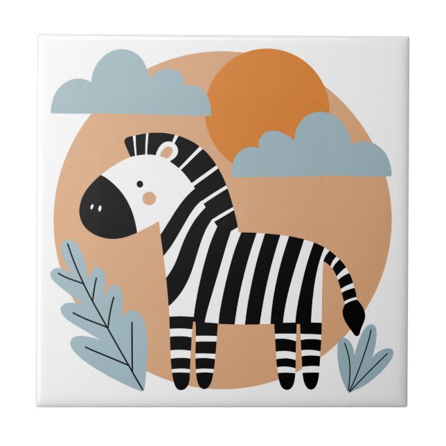 Carreau Whimsical Zebra Scandinave Influencée (Devant)