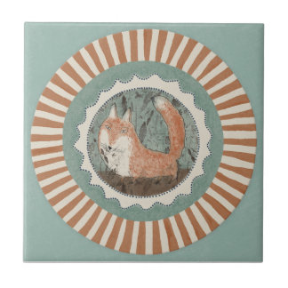 Carreau Whimsy Fox Mint Blue Terracotta Teal Aqua