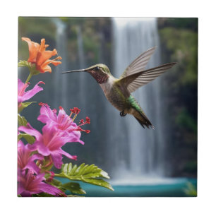 Carreau "Whispers of Nature : Hummingbird, Cascade