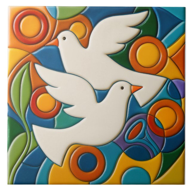 Carreau White Doves Tile (Devant)