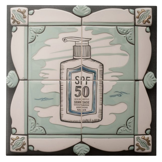 Carreau White & Mint Bleu crème solaire Lotion Funny Salle (Devant)