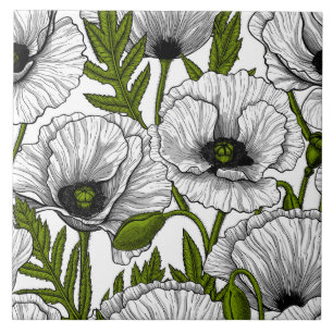 Carreau White poppies on white