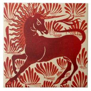 Carreau William De Morgan Repro Red Unicorn