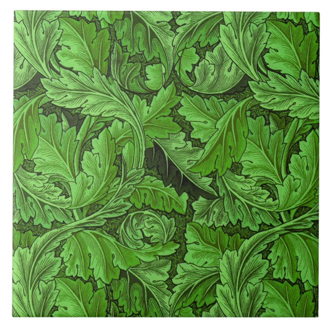 Carreau William Morris Acanthus Leaf en vert (Devant)