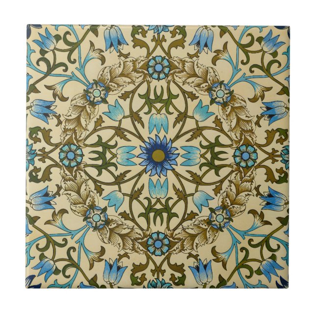 Carreau William Morris - Antique 1873 Vin et Motif de fleu (Devant)