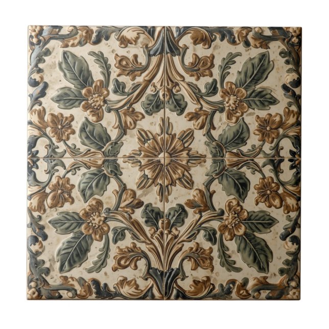 Carreau William Morris Antique Honeysuckle Floral Pattern (Devant)