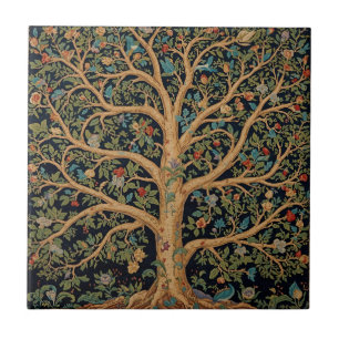 Carreau William Morris Arbre de Vie Vintage Préraphaélite